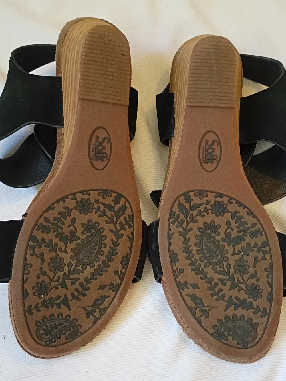 Sofft Black Wedge Black Suede Sandals